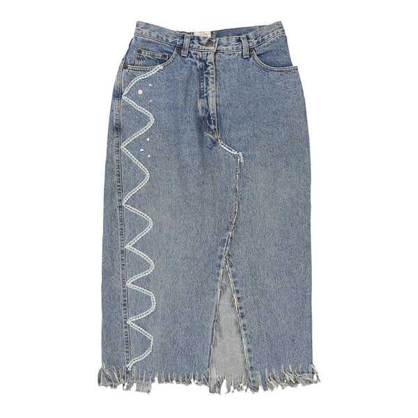 Bear'S Bazaar Midi Skirt - 28W UK 8 Blue Cotton