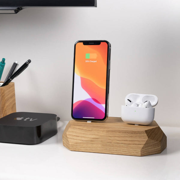 iPhone Dual Charging Station Wooden Dock