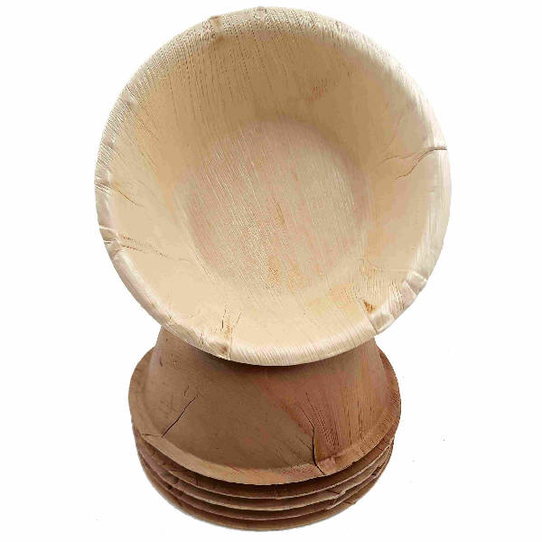 Dtocs Palm Leaf Bowls 5.5 Inch Round (Pack 50) | Bamboo Bowl Like Compostable Disposable Bowls For Serving Fruits, Soup, Cereal