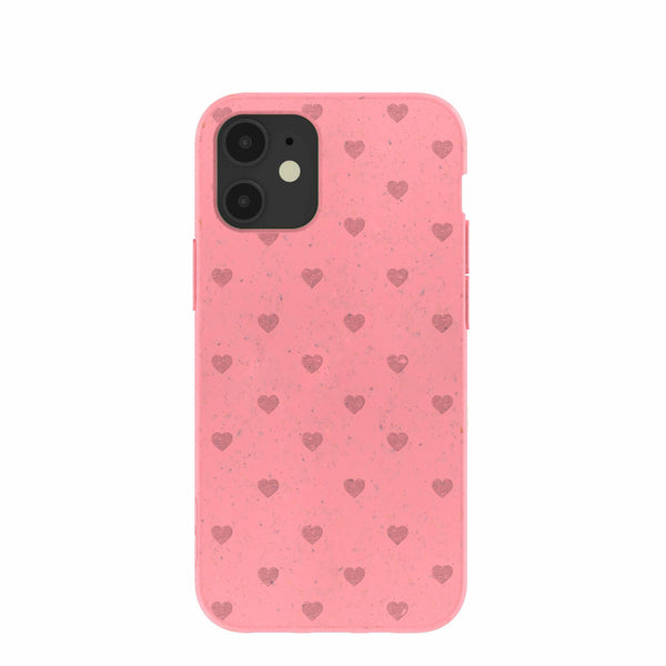 Bubblegum Pink Hearts iPhone 12 Mini Case