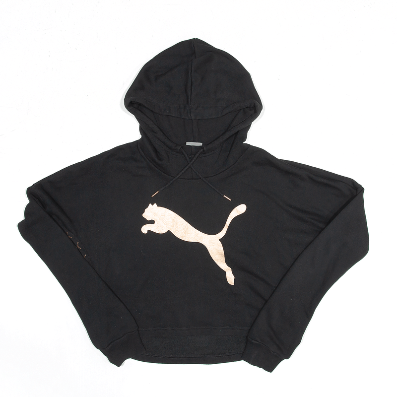 PUMA Cropped Sports Black Pullover Hoodie Womens S