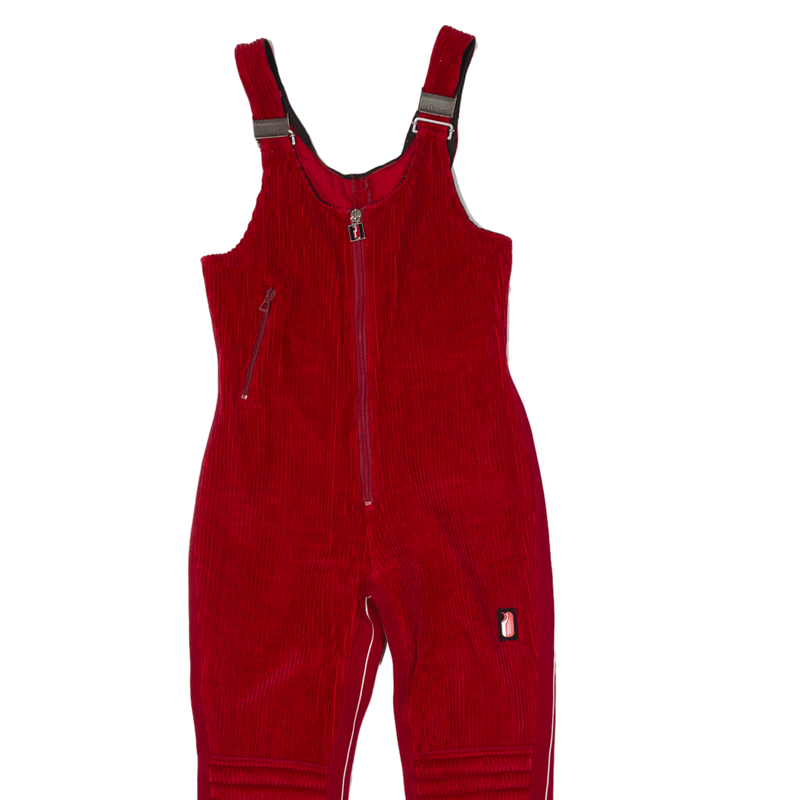 ELLESSE Olympic Winter Games Ski Padded Velvet Corduroy Overalls Red Tapered Womens W32 L26