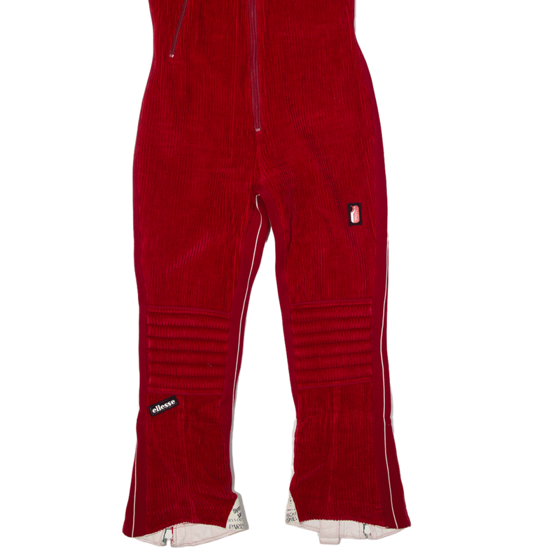 ELLESSE Olympic Winter Games Ski Padded Velvet Corduroy Overalls Red Tapered Womens W32 L26