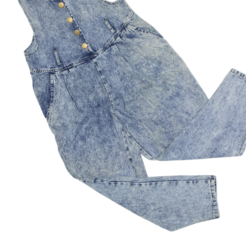 SYCAMORE Acid Wash Denim Overalls Blue 90s Tapered Womens W30 L27