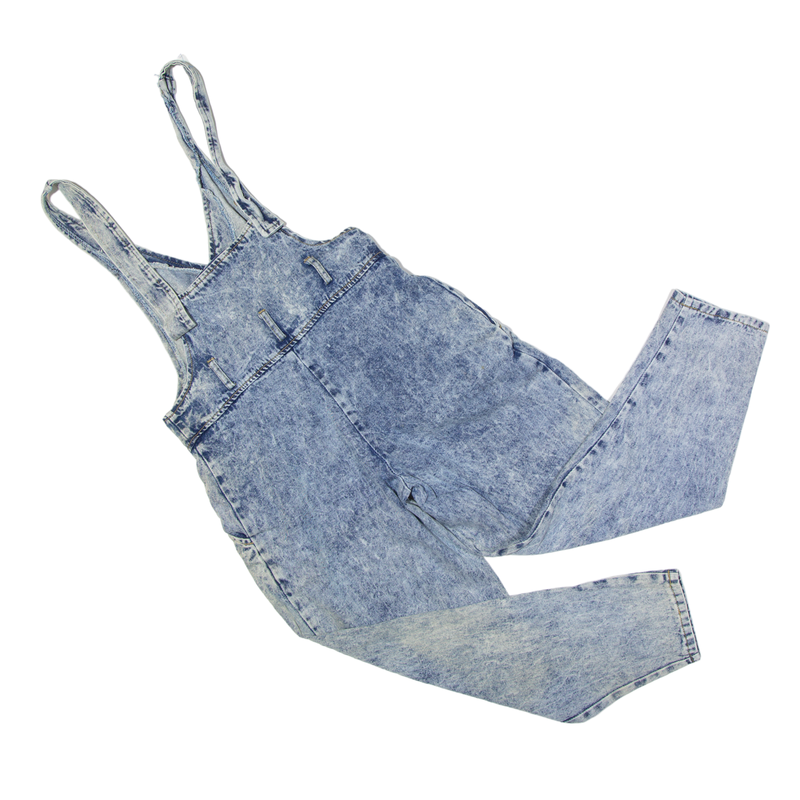 SYCAMORE Acid Wash Denim Overalls Blue 90s Tapered Womens W30 L27