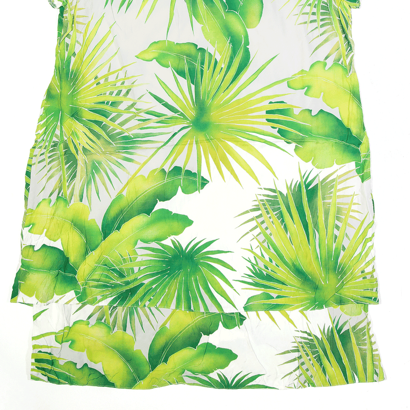 Tie-Back Layered Green Crazy Pattern Short Sleeve Midi Day Dress Womens UK 14