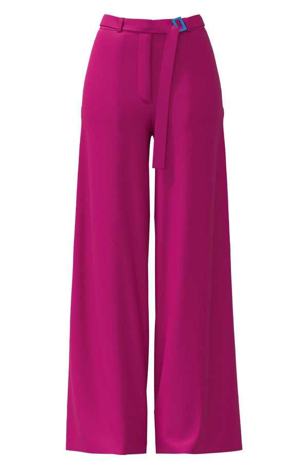 Pleated High-Waisted Wide Leg Trouser in Pink