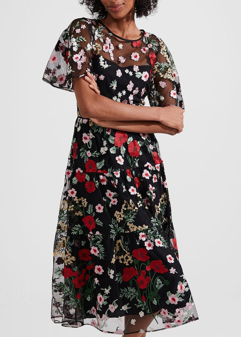 Dana Embroidered Dress 0223/5045/9045l00 Black-Multi