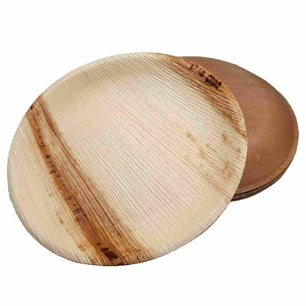 Dtocs Disposable Charcuterie Board - 12 Inch Round (25-50 Pcs) | USDA Certified Bio-based Palm Leaf Compostable Bamboo Platter Look Serving Tray