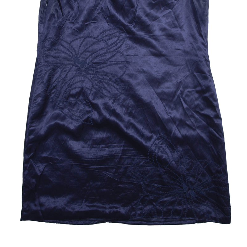 MONSOON Shift Dress Blue Floral Silk Satin Sleeveless Short Womens UK 10