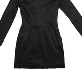 & OTHER STORIES Mini Dress Black Satin Long Sleeve Short Womens UK 6