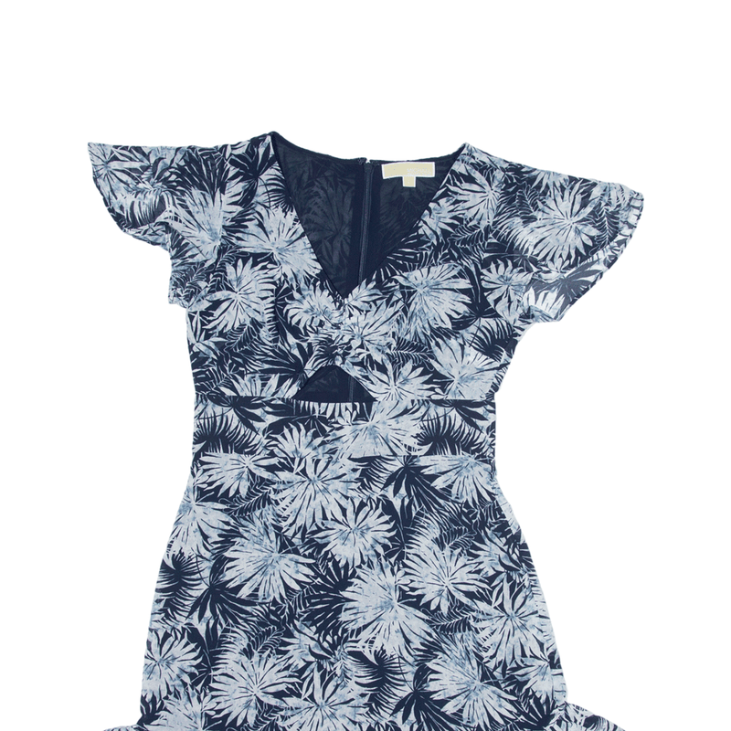 MICHAEL KORS Mini Dress Blue Floral Short Sleeve Short Womens UK 8