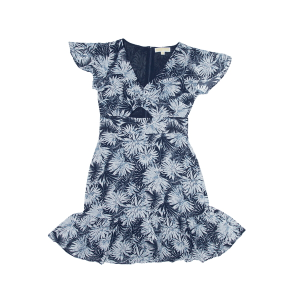 MICHAEL KORS Mini Dress Blue Floral Short Sleeve Short Womens UK 8
