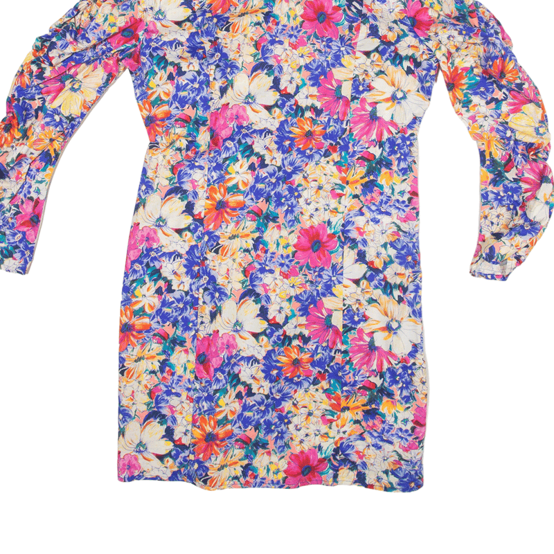 ZARA Mini Dress Blue Floral Long Sleeve Short Womens UK 12