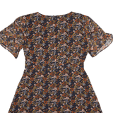 MADEWELL Fit & Flare Dress Brown Floral Short Sleeve Short Womens UK 4