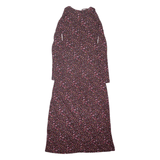 & OTHER STORIES Paris Atelier Day Dress Maroon Floral Viscose Long Sleeve Long Womens UK 6