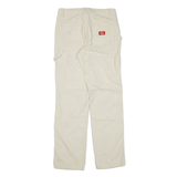 DICKIES Carpenter Workwear Corduroy Trousers Cream Relaxed Straight Womens W24 L29