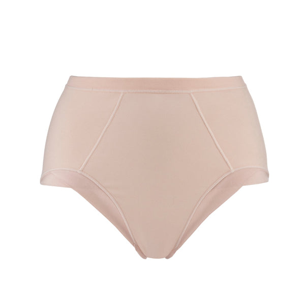 Marrow-High Waisted Silk & Organic Cotton Full Brief in Pink Champagne