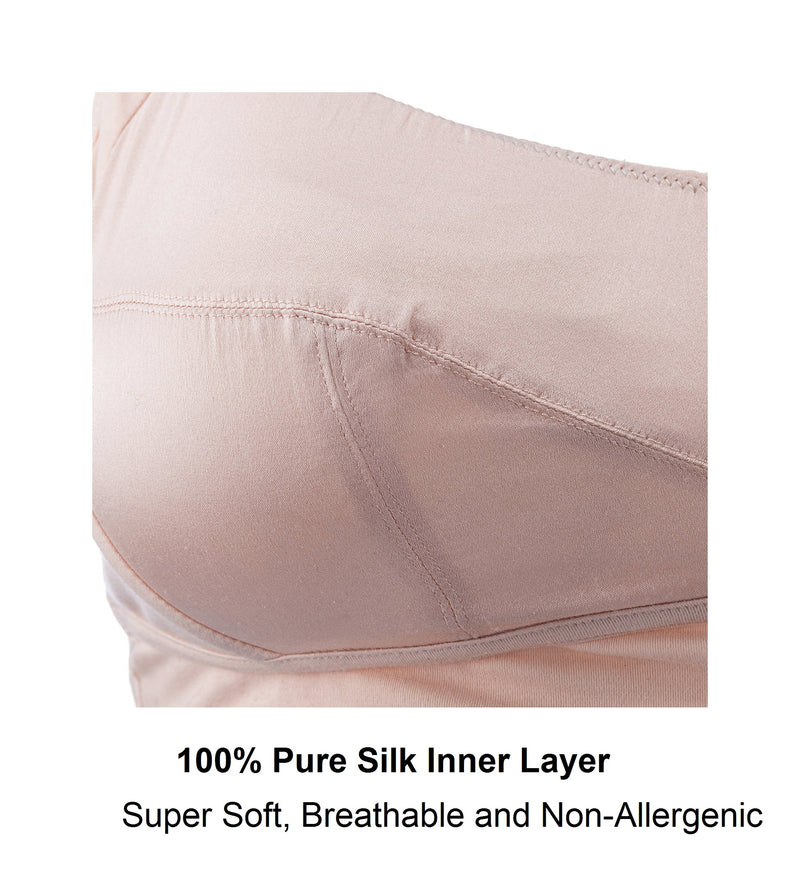 Ornate- Comfort Silk & Organic Cotton Non Wired Bra in Peach Pink