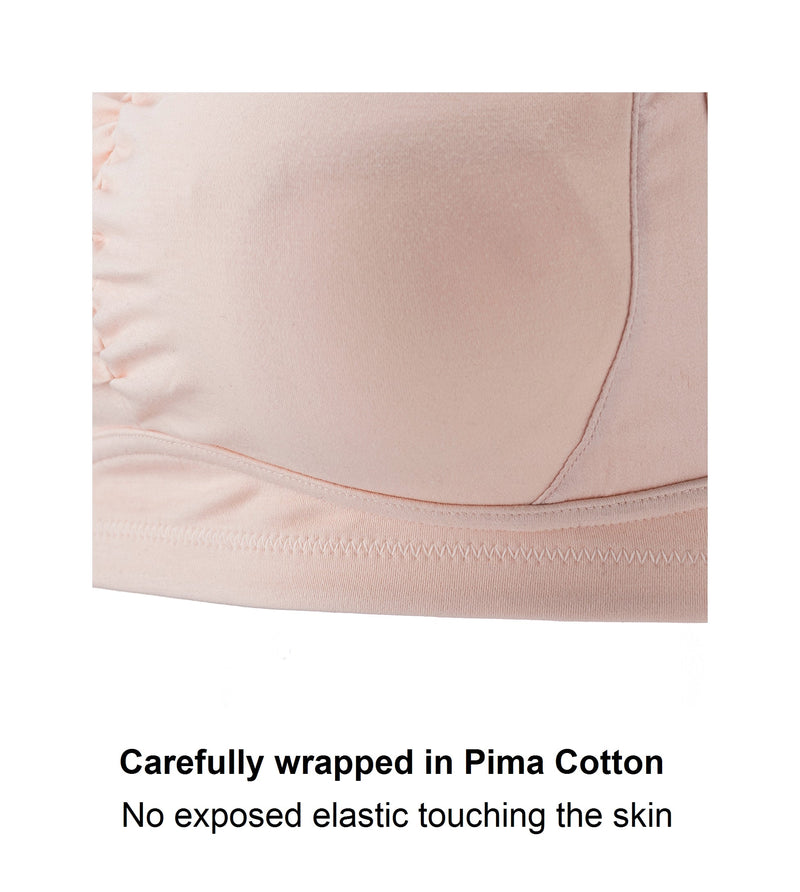 Ornate- Comfort Silk & Organic Cotton Non Wired Bra in Peach Pink