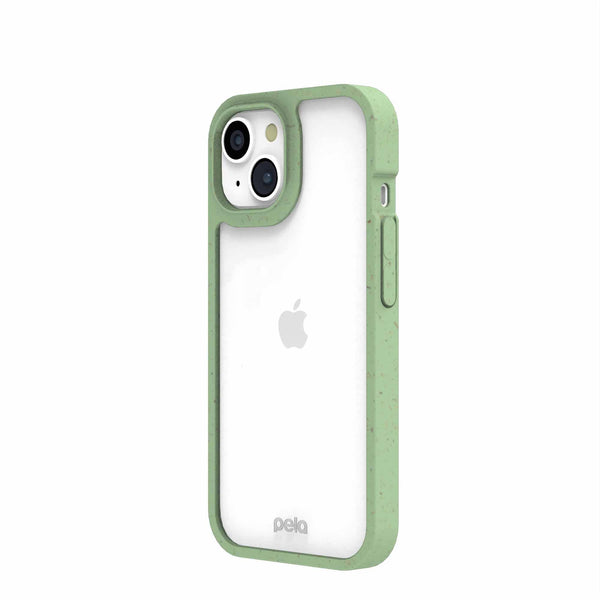 Clear iPhone 15 Case with Sage Green Ridge