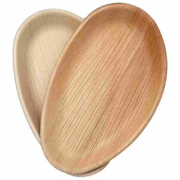 Dtocs Compostable Palm Leaf Plates 10x6 Inch (Pack 50) | USDA Certified Biobased Compostable Bamboo Plates Like Designer Disposable Wedding Plates