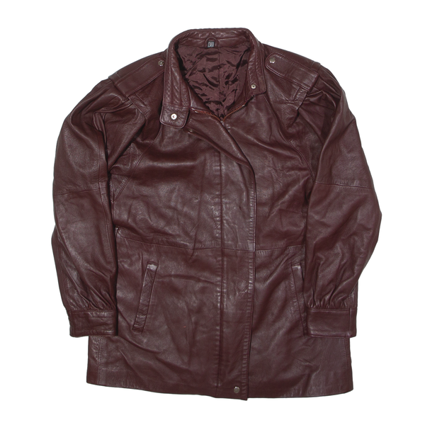 Leather Look Jacket Maroon 90s Womens L
