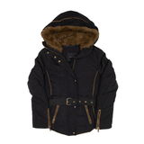 ZARA BASIC Jacket Black Petite Hooded Puffer Womens S