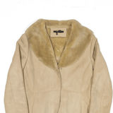 ZARA Suede Style Fleece Lined Jacket Beige Pea Womens L
