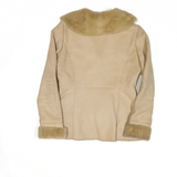 ZARA Suede Style Fleece Lined Jacket Beige Pea Womens L