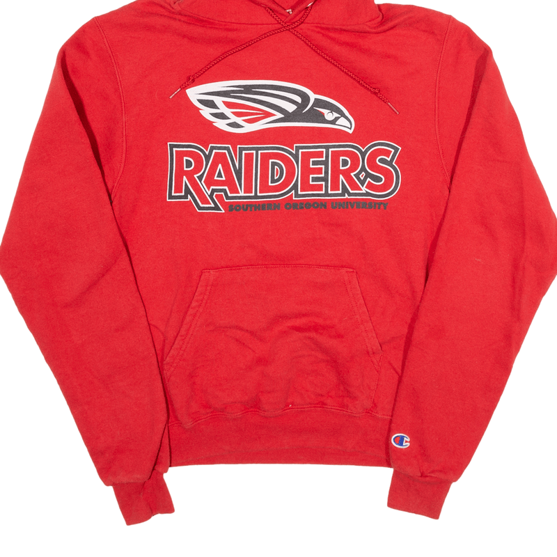 CHAMPION Southern Oregon University Raiders USA Hoodie Red Pullover Mens XS