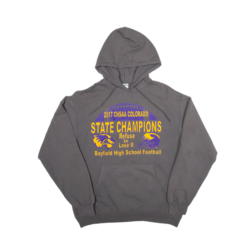 PORT&COMPANY State Champions Bayfield High school Football Hoodie Grey Pullover Mens L