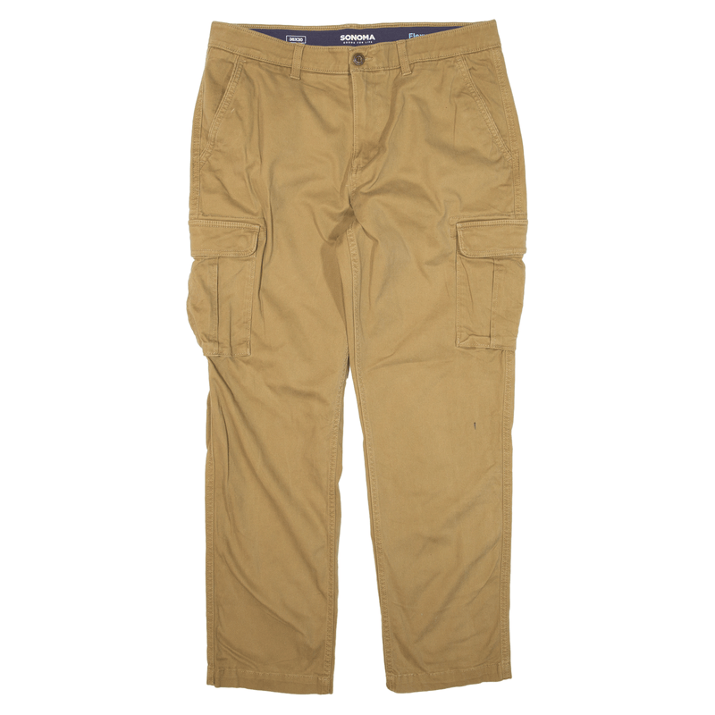 SONOMA Cargo Trousers Brown Regular Tapered Mens W36 L30