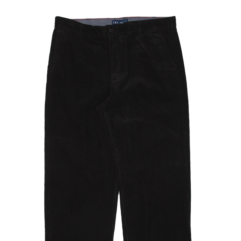 IZOD Corduroy Trousers Black Regular Straight Mens W36 L34