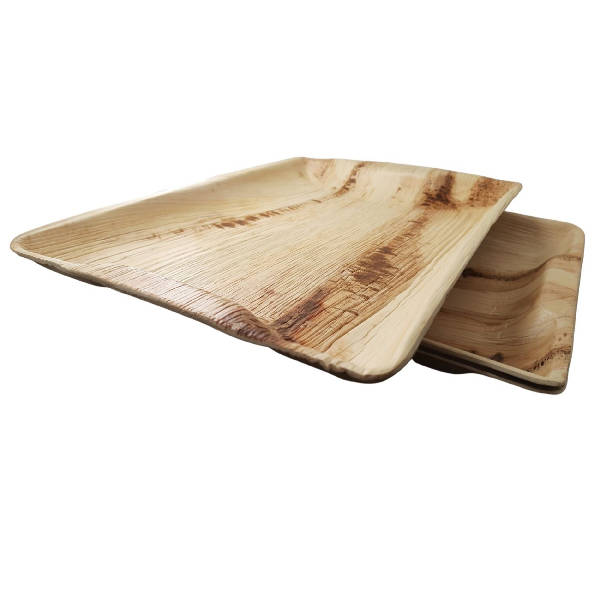 Dtocs Disposable Charcuterie Board - 14x10 Inch Rectangle Tray (10-25 Pcs) | USDA Certified Bio-based Palm Leaf Compostable Bamboo Platter Look Serving Tray