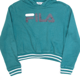 FILA Cropped Green Pullover Hoodie Womens S