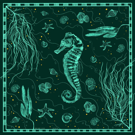 SEAHORSE silk scarf