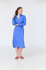 Luna - dropped sleeve linen midi shirt dress