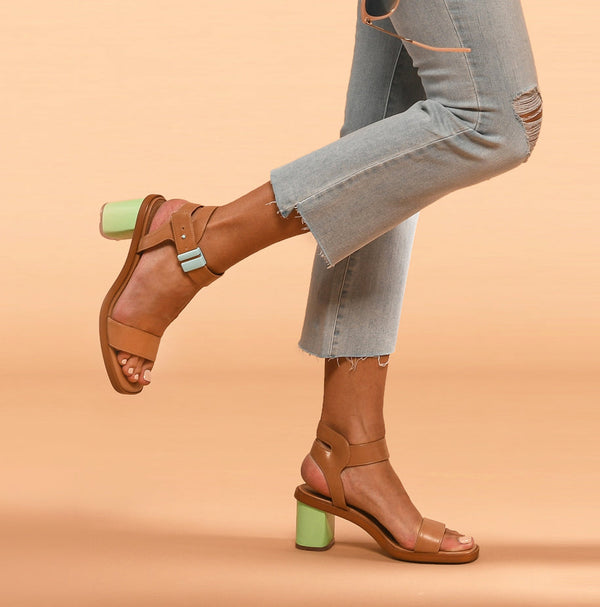 Cora Vegan Block Heel Square Toe Sandals