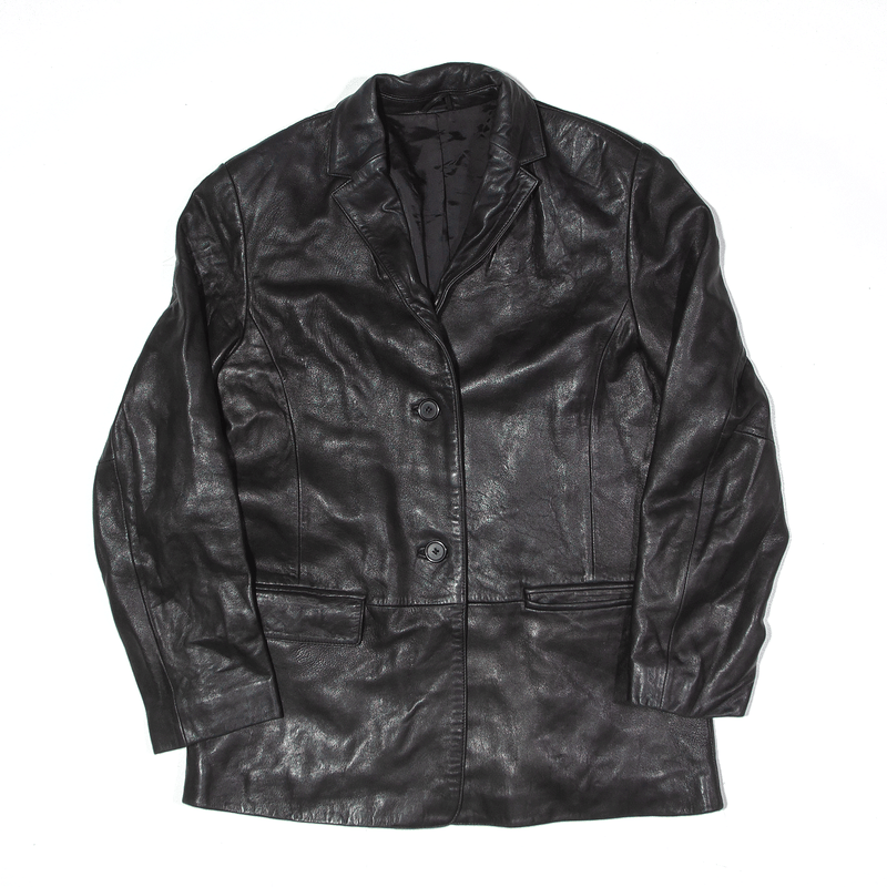 SAINT BERNARD Blazer Leather Jacket Black Womens UK 12