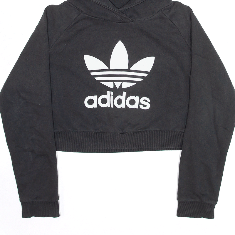 ADIDAS Cropped Sports Black Pullover Hoodie Womens S