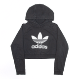 ADIDAS Cropped Sports Black Pullover Hoodie Womens S