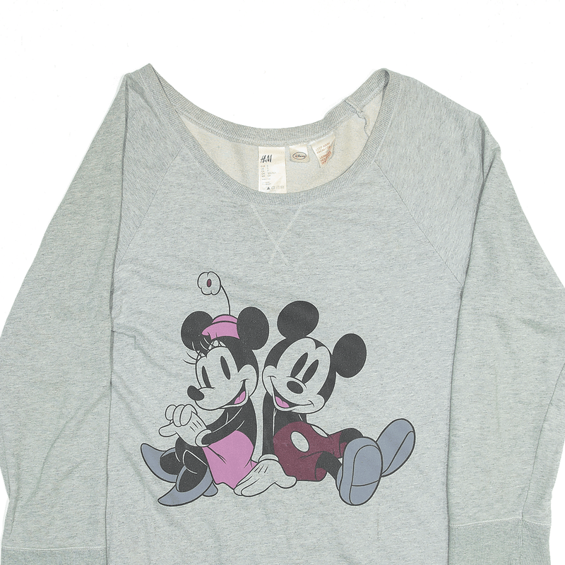 DISNEY H&M Mickey Minnie Mouse Grey Relaxed Sweatshirt Womens S