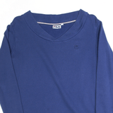 FILA Embroidered Navy Blue V-Neck Sweatshirt Womens L