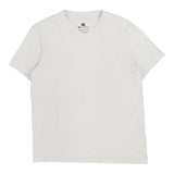 Champion V-neck T-Shirt - Small White Cotton - Thrifted.com