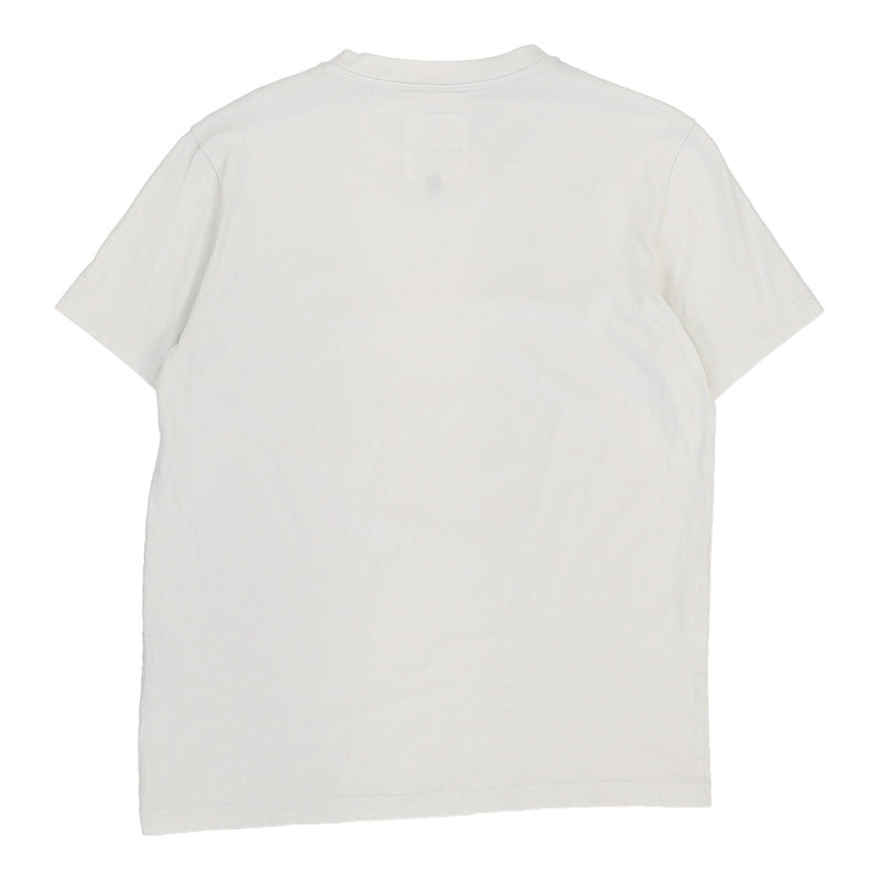 Champion V-neck T-Shirt - Small White Cotton - Thrifted.com