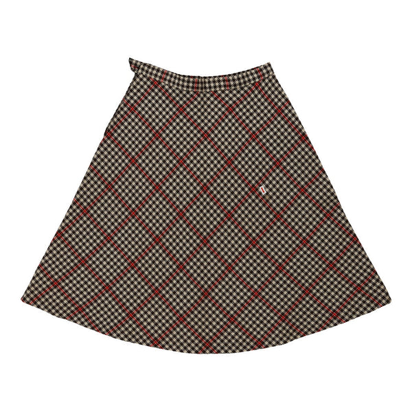 Unbranded Checked Skirt - 29W UK 10 Brown Wool Blend