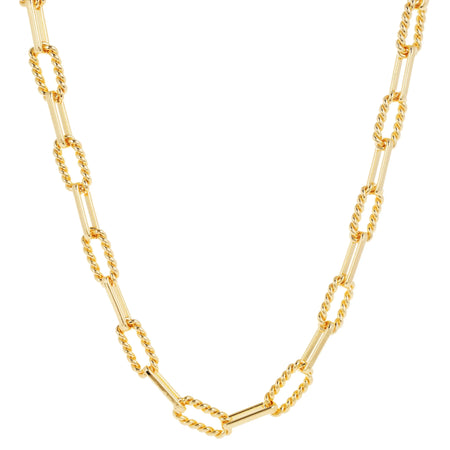 The Lilly Twisted Cable Link Gold Chain Necklace is handmade of brass (one the most recycled metals in the world) and 14 Carat Fair Trade gold.