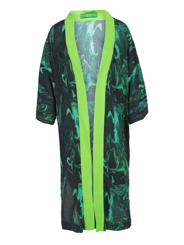Love Hero Printed Kimono in Green Swirl loveheroldn
