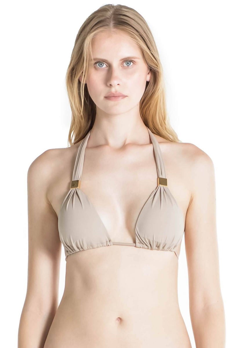 Nina Halter Bikini Top with Pads - Camel
